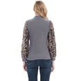 thumbnail image 2 of Women's Confetti Sequin Balloon Long Sleeve Mock Neck Pullover Sweatshirt, Grey, Medium, 2 of 5