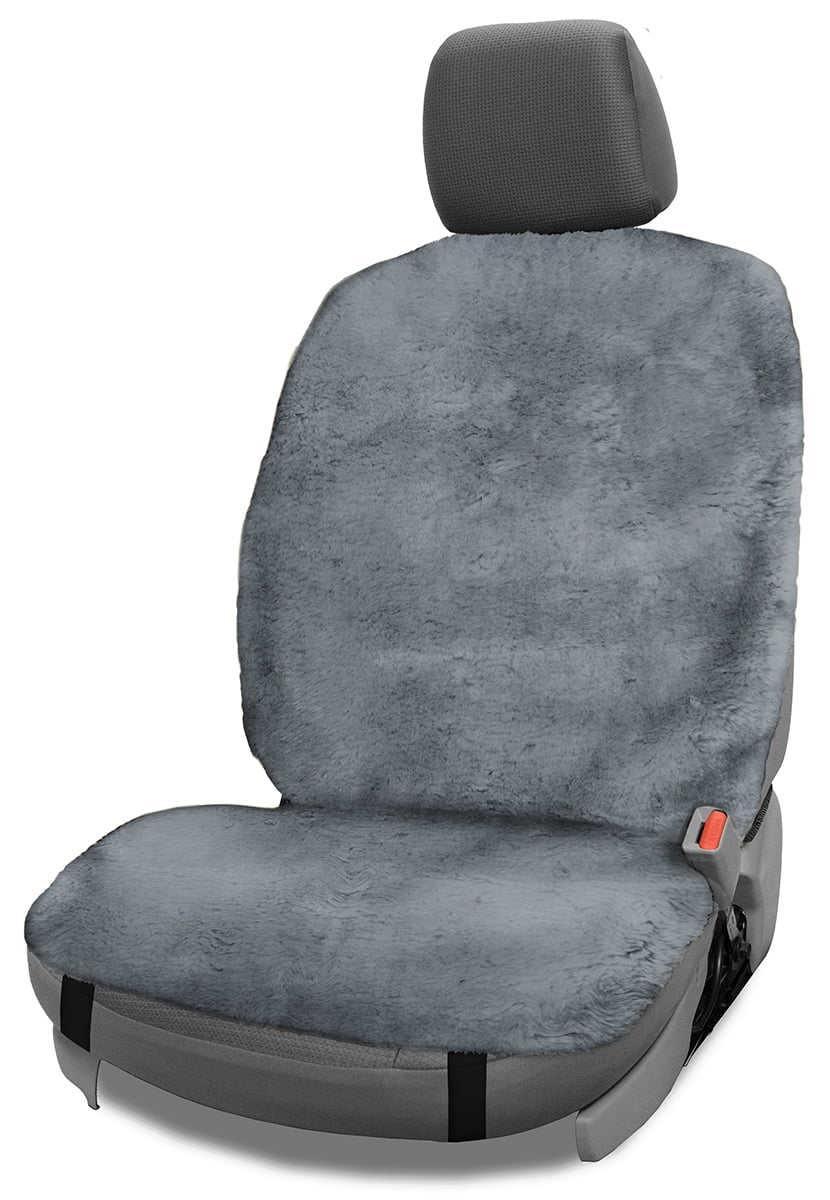 Universal Sheep Skin Seat Cushion W/O Headrest Cover Grey