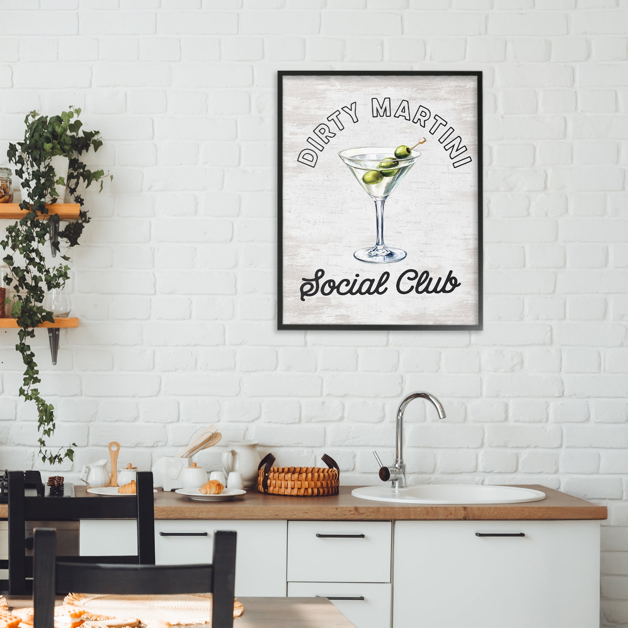 Stupell Industries Dirty Martini Social Club Black Framed Giclee Art, design by Lettered and Lined