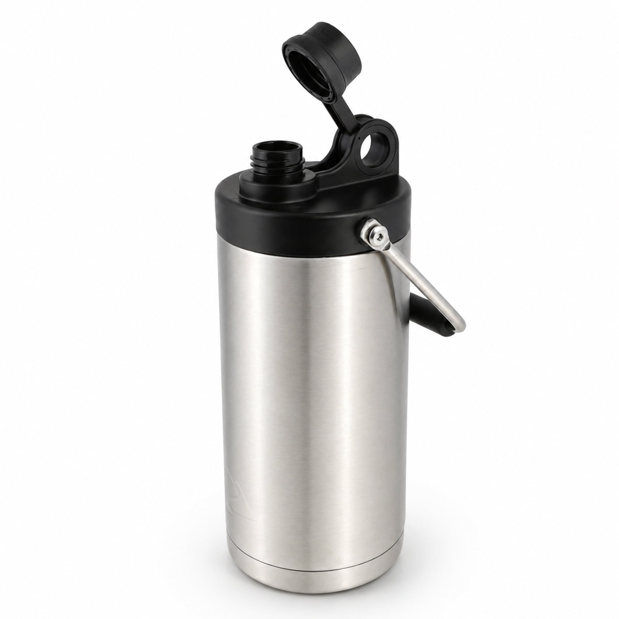 Ozark Trail 1/2 Gallon Stainless Steel Vacuum Insulated Water Jug with Handle, 64 oz, Keeps Cold & Hot, Silver