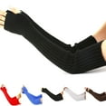 thumbnail image 2 of Arm Sleeves Solid Color Elastic Unisex Thumb Hole Arm Warmers Winter Arm Covers, 2 of 10