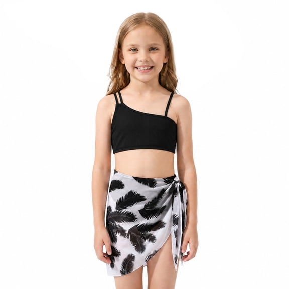 3 Piece Girls Swimsuit Bikini Set Quick Dry Stretch Swimwear Size 12Y