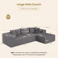 thumbnail image 3 of Costway 110.5" Modular Sectional Sofa with Deep Seats & Comfy Backrests, Comfy Armrests Gray, 3 of 9