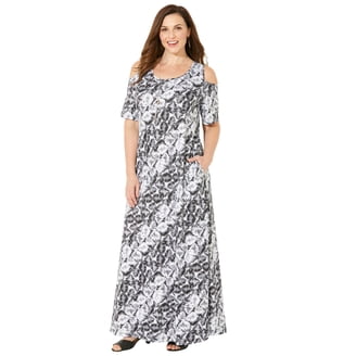 Vunahzma Women's Floral Maxi Dress – Plus Size V-Neck 3/4 Sleeve Summer Sundress | Casual Bohemian Midi Dress