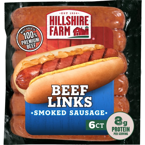 Hillshire Farm Beef Smoked Sausage Links, 6 Links, 12 oz