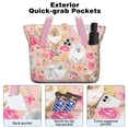 thumbnail image 2 of Tote Bag for Women - Pomeranian Dogs and Flowers Shoulder Bag - Large Utility Work Duffle Bag with Zipper Handbag for Travel, Work, Sprots, 2 of 5