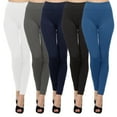 thumbnail image 1 of Kuda Moda 5 Pack Women's High Waist Warm Thermal Fleece Lined Full Length Leggings with Flattering Front Seam, 1 of 7
