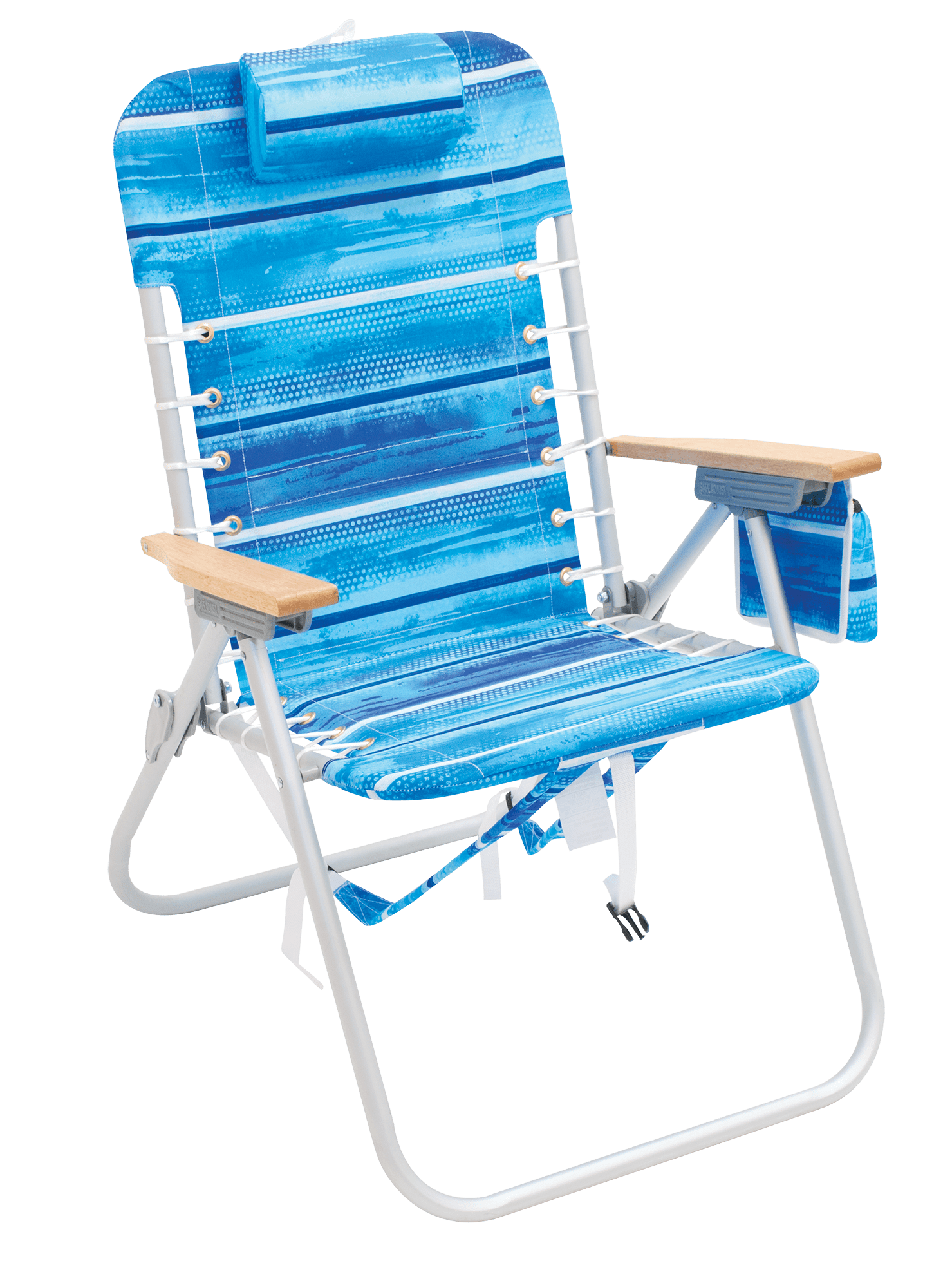 RIO Beach 4Position HiBoy Backpack Beach Chair Blue Stripe