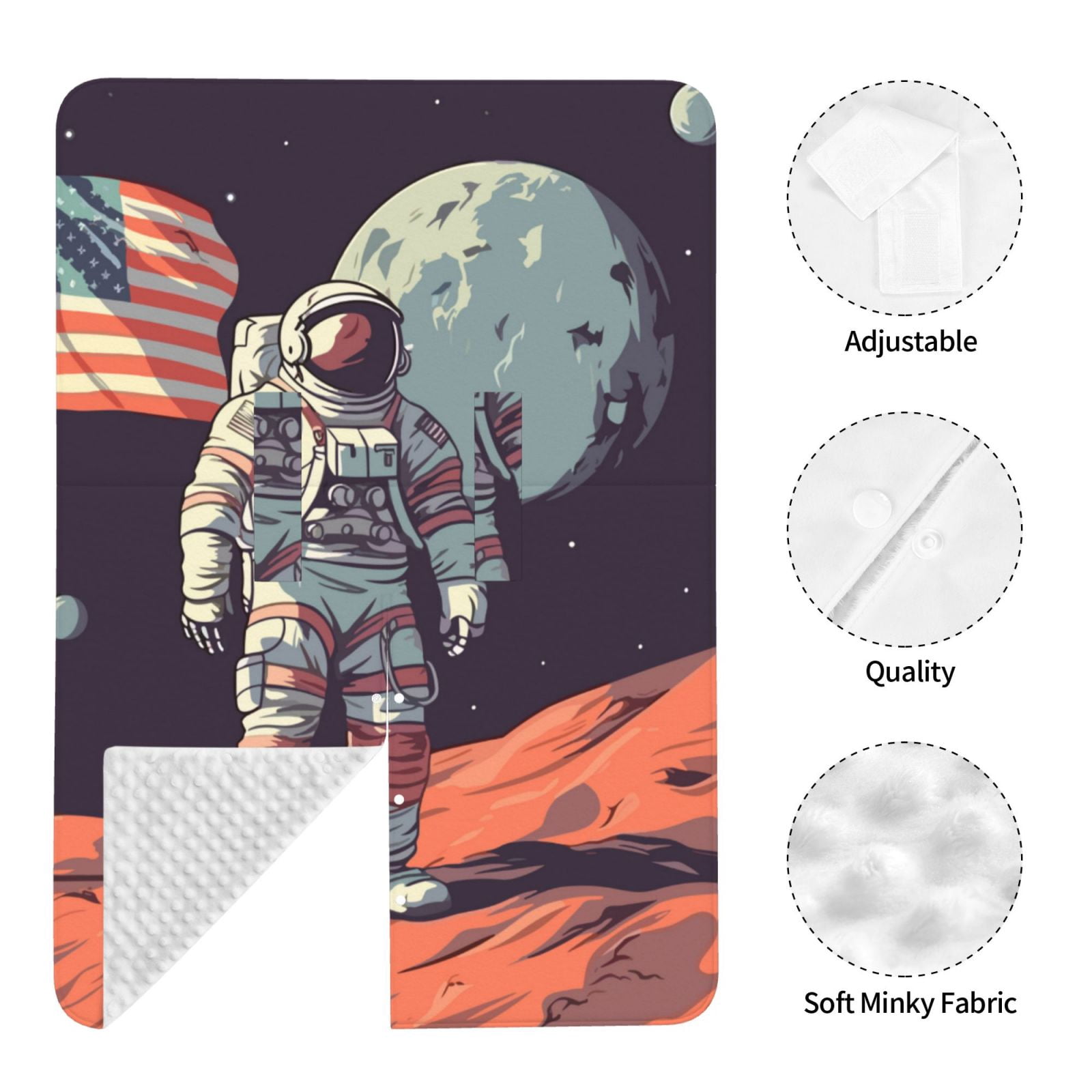 Naloa Astronaut With American Flag Baby Car Seat Cover, Breathable Baby Carrier Cover, Multiuse Baby Carrier Cover & Nursing Breastfeeding Cover