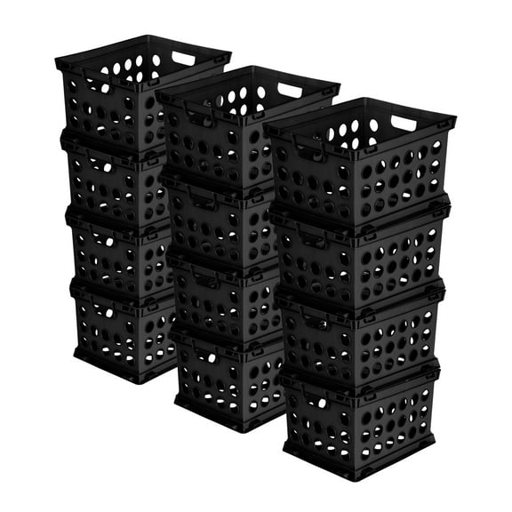 Sterilite Stackable Sturdy Storage Crate Organizer Bins w/ Handles, 12 Pack