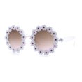 thumbnail image 6 of Womens Hippie Bold Daisy Flower Trim Circle Lens Plastic Retro Sunglasses White Red - Brown, 6 of 8