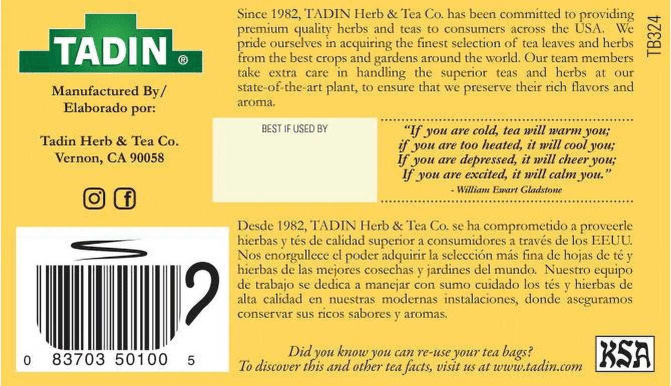 (4 pack) Tadin Chamomile Tea, Herbal Tea, Caffeine-Free Tea, Herbal Tea Bags, 24 Count, Pack of 1
