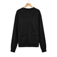 thumbnail image 5 of Women's Sweatshirt Crewneck Long Sleeve Oversized Solid Color Pullover Tops with Pockets Black S, 5 of 7