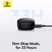 Baseus Buds Wired Mic, Wireless Earbuds 33 Hours, 20 Hz In-Ear Earphone, Black