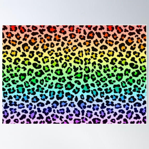 Rainbow Leopard Animal Pattern Poster Wall Art, Modern Wall Decor For Living Room Bedroom, 8x12 UNFRAMED