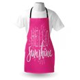 thumbnail image 4 of Hello Sunshine Apron, Calligraphy Design with Laurel Leaves Abstract Pink Background Hand Drawn, Unisex Kitchen Bib with Adjustable Neck for Cooking Gardening, Adult Size, Pink White, by Ambesonne, 4 of 4