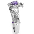 thumbnail image 3 of Claddagh Amethyst Diamond Ring In Solid 14k White Gold, 3 of 5