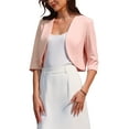 thumbnail image 4 of INSPIRE CHIC Women's 3/4 Sleeve Cardigan Open Front 2026 Elegant Cocktail Bolero Shrug for Dress XL Light Pink, 4 of 5