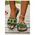 thumbnail image 2 of Sandalias OYOANGLE con estampado de cocodrilo verde para mujer, 2 of 5