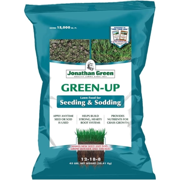 Jonathan Green GREEN-UP Fertilizer for Seeding & Sodding, 15M (15,000 sq ft Coverage) 45lb