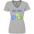 thumbnail image 3 of Inktastic Tea Rex Cute Green Dinosaur Pun Women's V-Neck T-Shirt, 3 of 5