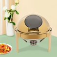 thumbnail image 5 of Roll Top Chafing Dish for Buffet, 6L/6.34Qt Stainless Steel Round Chafer, Food Warmer with Fuel Holder for Party Wedding Banquet Event(Gold), 5 of 18