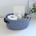 thumbnail image 3 of Hovmgk Storage Basket Rope Bin, Woven Organizer Box with Leather Handles for Entryway & Living Room, Large Household Storage Container, Stylish Organizer for Home, White/Gray/Navy Blue/Khaki, 3 of 5