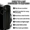 thumbnail image 6 of Black Flip Straw Water Bottle with Handle 24 Oz 1 Pack, Double Walled Stainless Steel Tumbler for Hot or Cold Drinks Gym Travel Office Car School Party Gift with Snoep in Beperkte Oplage, 6 of 7