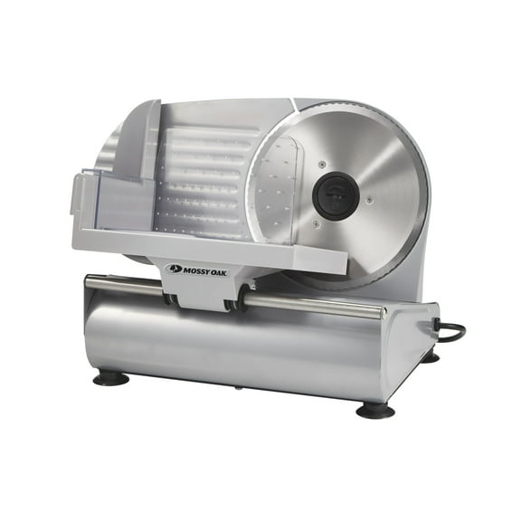 Mossy Oak 7.5 in. Stainless Steel Electric Meat Slicer, Adjustable Slice Thickness, with Food Pusher