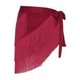 thumbnail image 5 of Haitryli Womens Belly Dance Hip Scarf Tiered Tassel Waist Chain Lace Up Skirt For Salsa Tango Burgundy One Size, 5 of 6
