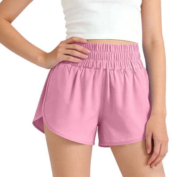 FSYBOA Girls Athletic Shorts, Casual Above the Knee Athletic Elastic Waist Kids Summer Shorts Pink Size 10-12T