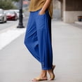 thumbnail image 2 of Bibifish Womens Pants Drawstring Waist Side Pocket Lightweight Pants With Button Detail Hem Loose Fit Casual Outings Comfortable Pants, 2 of 6