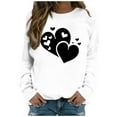thumbnail image 2 of Fartey Chandail en Molleton Graphique Cœur d'Amour pour Femmes Doux Confortable à Manches Longues Pulls Décontractés Col Rond Tops de Vacances Mode Chandails en Molleton de la Saint-Valentin en Solde Blanc, 2 of 4