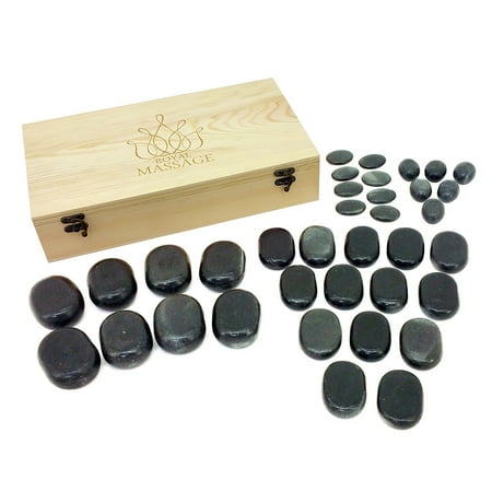 - 36pc Massage Basalt Stone Set w/Wooden Case