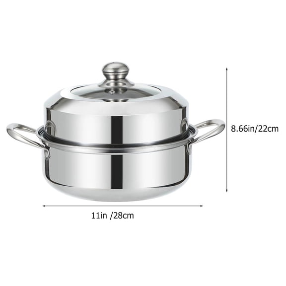 UPOUART 1 Set of Thickened Steamer Stainless Steel Steaming Pot for Restaurant Use Easy to Clean Silver