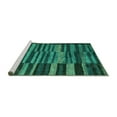 thumbnail image 2 of Ahgly Company Machine Washable Indoor Rectangle Abstract Turquoise Blue Modern Area Rugs, 2' x 5', 2 of 4