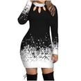 thumbnail image 1 of Vestido HUOGUO para mujer, maxi casual, estampado de nieve, con estampado de nieve, 1 of 4