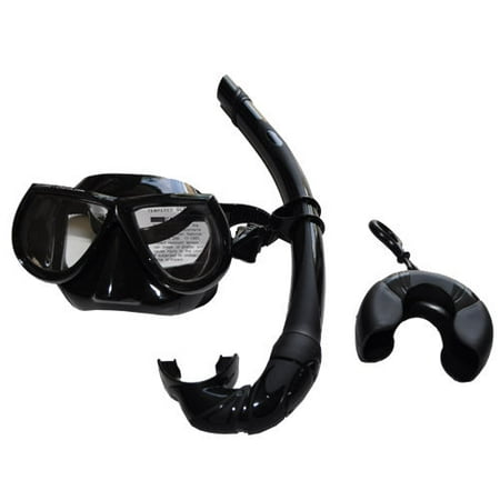 Black Free Dive Low Volume Silicone Mask & Nautilus Snorkel (Best Low Volume Dive Mask)
