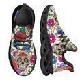 thumbnail image 1 of Zapatos planos con estampado de calaveras góticas y flores para mujer, zapatillas ligeras con plataforma y cordones, cómodas, 1 of 6
