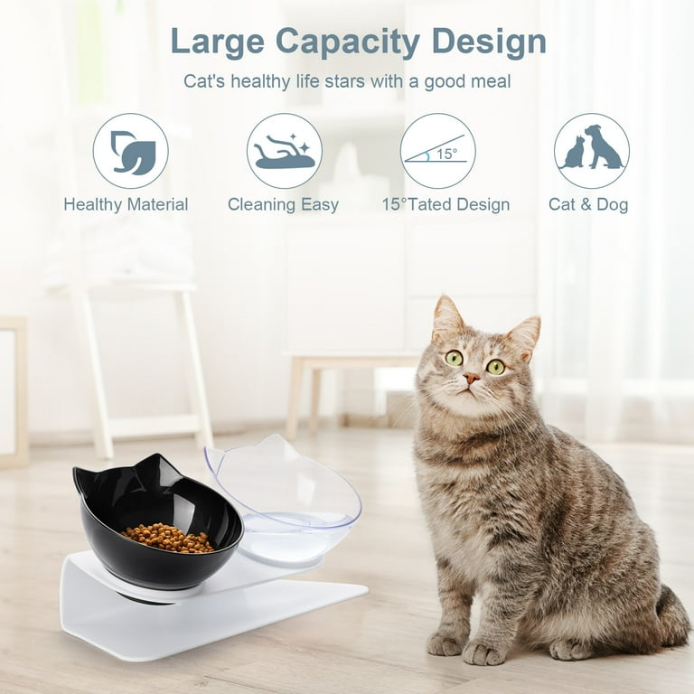 Byepica Cat Bowls 15°Tilted Cat Food Bowl Double Cat Dishes Cat