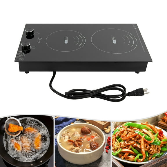 Miumaeov Double-burner Ceramic Electric Hob Cook Top Stove 110V Induction Cooktop LED Display