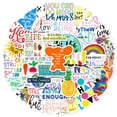 thumbnail image 1 of 100 piezas de pegatinas de palabras inspiradoras, dibujos animados bonitos, palabras inspiradoras de hadas, lema del lenguaje, pegatinas de graffiti DIY, 1 of 5