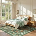 thumbnail image 2 of Green Floral Area Rug Vintage Boho Washable Non-Slip Living Room Carpet Soft Low Pile Thin Bedroom Floor Mat Indoor Home Decor For Dining Room Playroom Nursery Farmhouse, Green/Multi 2x3ft, 2 of 6