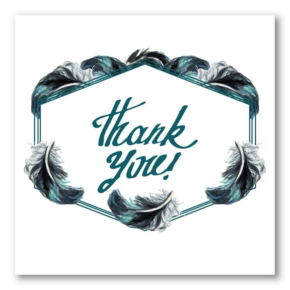 Designart ' Black Boho Art Feathers Thank You ' Bohemian & Eclectic Canvas Wall Art Print