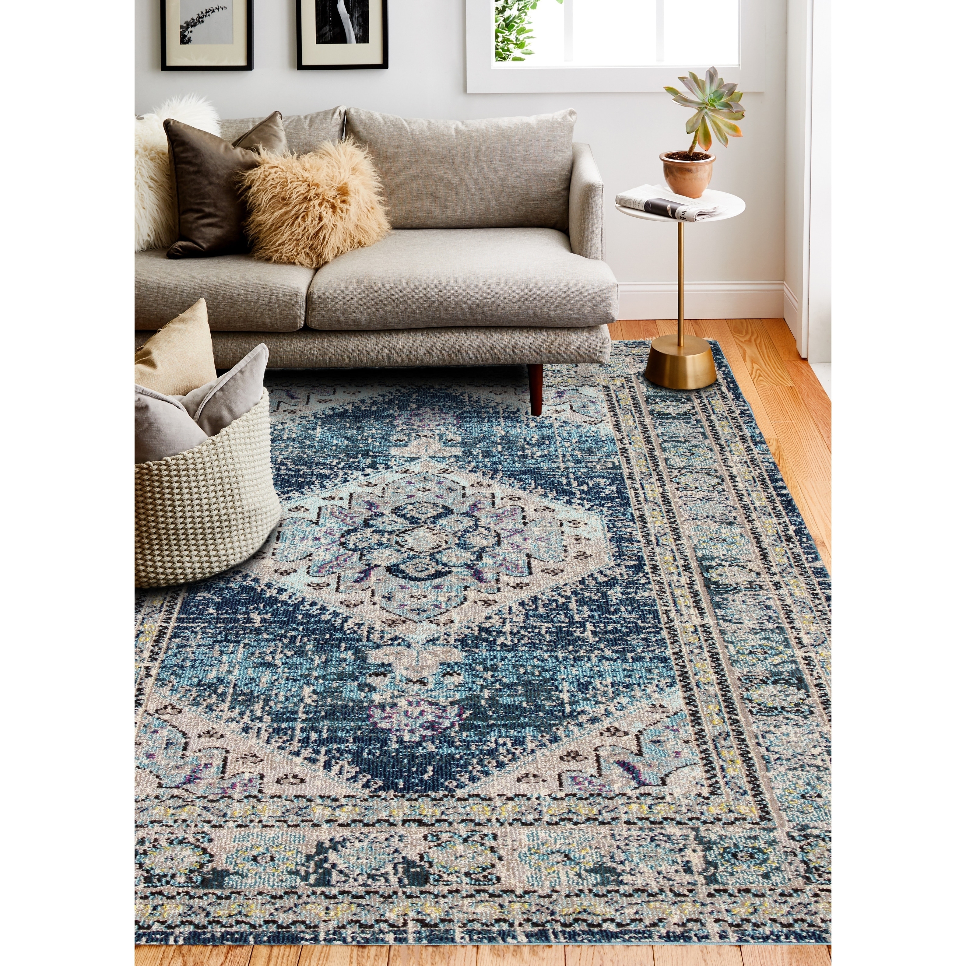 Bashian Rugs Porch & Den Eliza Teal Power Loomed Area Rug