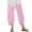 Pink, variant on Cropped Pants for Women, Elastic Waist Striped Tapered Cropped Trousers with Pockets for Summer Beach