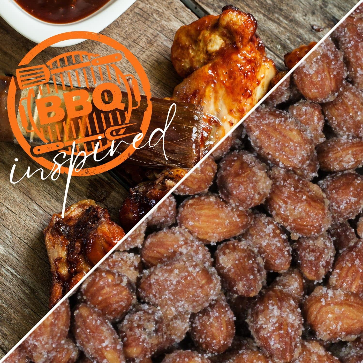 BBQ Honey Roasted Almonds by It's Delish, 2 lbs Bulk  Gourmet Almond Nuts in Honey Sugar Coating and Barbecue Seasoning, Sweet & Savory Nut Snack - Vegan, Kosher Parve