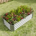 thumbnail image 4 of Miniyam 4×2×1ft Metal Raised Garden Bed, Rectangle Raised Planter for Flowers Plants, Vegetables Herb, Silver, 4 of 7