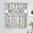 thumbnail image 2 of Kitchen Curtains 36 Inch Short - 3 Panel Set, Rod Pocket Window Curtain, Boho Floral Tribal Style, 100% Polyester for Farmhouse, Kitchen, Cafe, Bedroom, Easy Wash, 2 of 6