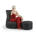thumbnail image 3 of Gouchee Home Dotcom Modo Tap Pouf en simili cuir noir – Pouf rond en polystyrène, accessoire durable et léger pour salon, chambre à coucher ou bureau, fabriqué au Canada, 3 of 6